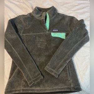 Patagonia Charcoal Fleece with Aqua Detail
